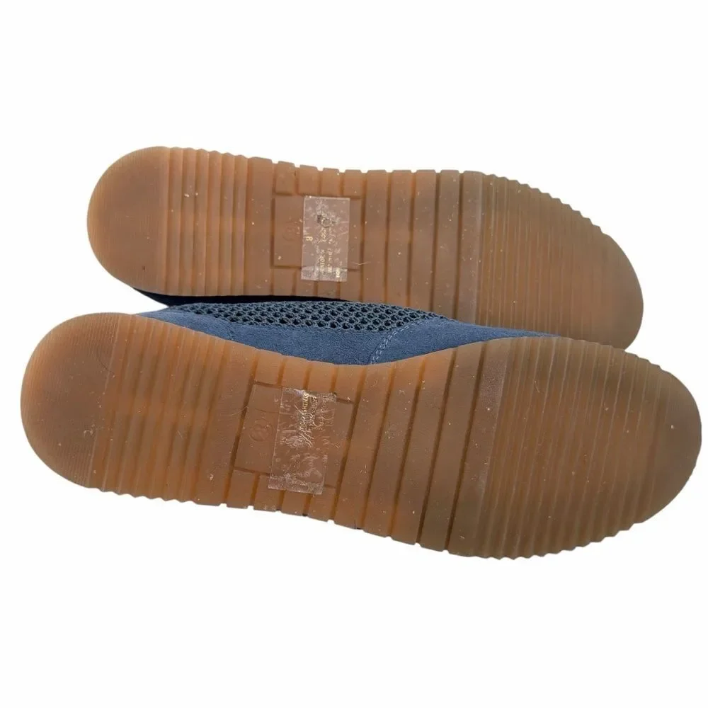 Seychelles Naples Sneaker size 8M Blue Suede Perforated Lace Up Retro Court Shoe